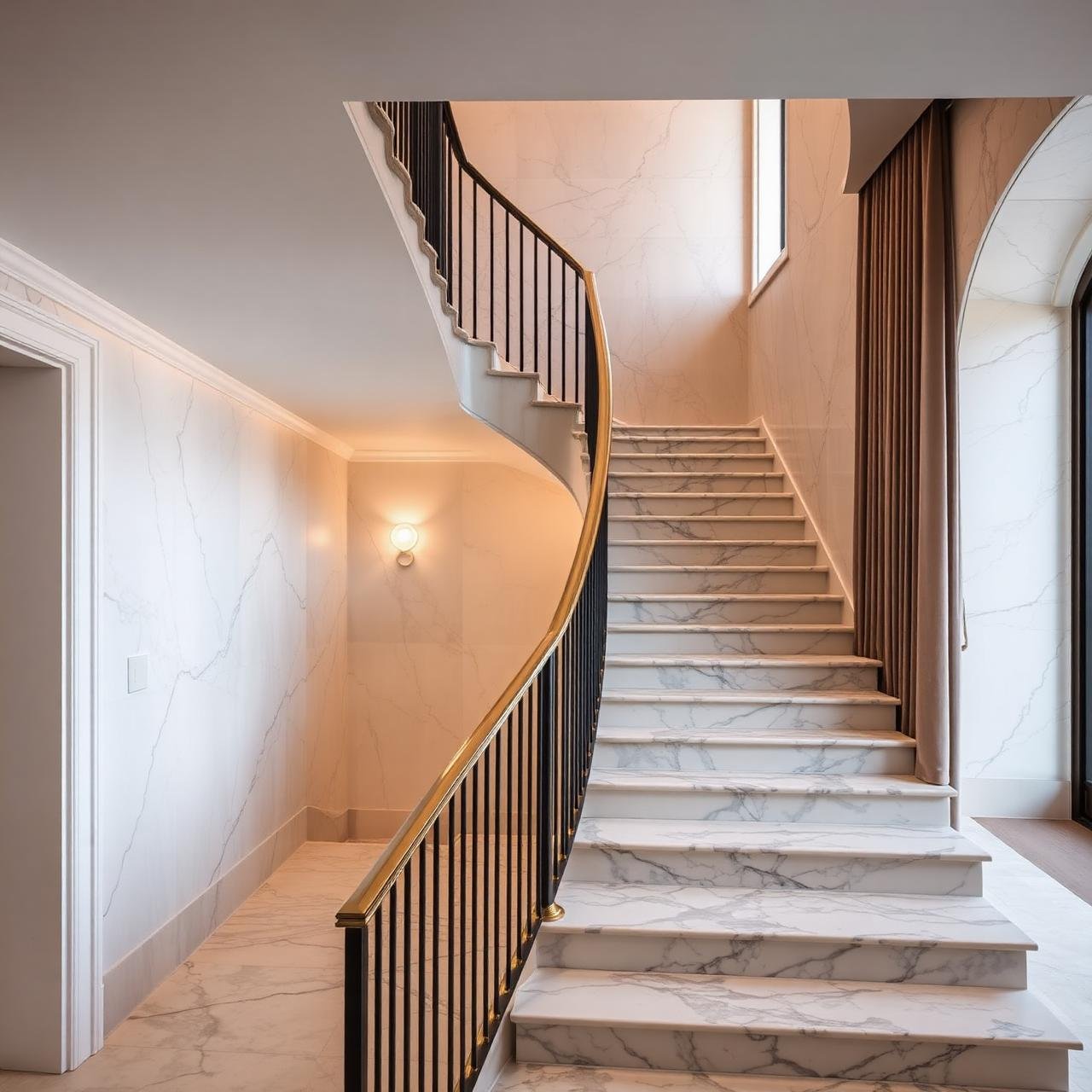 Architectural marble staircase detail